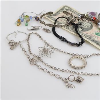 Mixed Jewelry And US Federal Reserve Note 2 Dollar Bill, 10+ Pieces