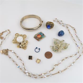Mixed Jewelry And US Stamps, 9+ Pieces