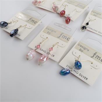 Mixed Jewelry Earrings, 6 Sets ( Silver Wire)