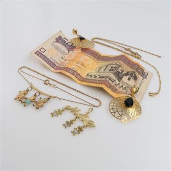 Mixed Jewelry + Foreign Currency, 5 Pieces