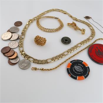 Mixed Jewelry, US Currency And Tokens, 15+ Pieces
