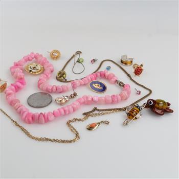 Mixed Jewelry With Foreign Coin, 10+ Pieces