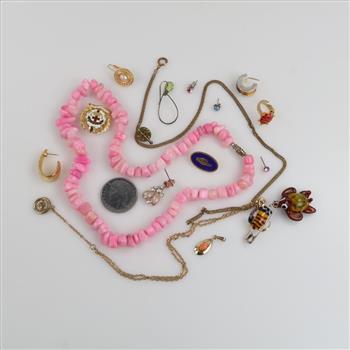 Mixed Jewelry With Foreign Coin, 10+ Pieces