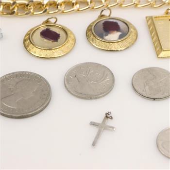 Mixed Jewelry With Foreign Coins, 10+ Pieces