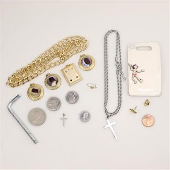 Mixed Jewelry With Foreign Coins, 10+ Pieces