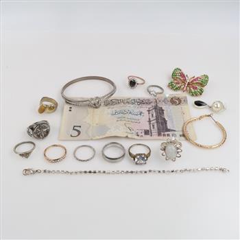 Mixed Jewelry With Foreign Currency, 10+ Pieces