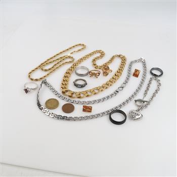 Mixed Jewelry With Foreign Currency, 12+ Pieces
