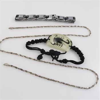 Mixed Jewelry With Silver Necklace, 3 Pieces
