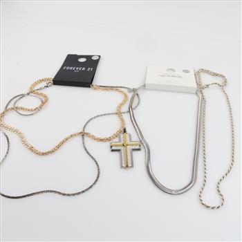 Mixed Jewelry With Silver Necklace, 4 Pieces