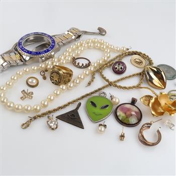 Mixed Jewelry With Watch Parts And Token, 10+ Pieces