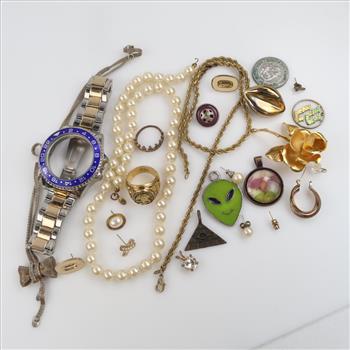 Mixed Jewelry With Watch Parts And Token, 10+ Pieces