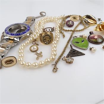 Mixed Jewelry With Watch Parts And Token, 10+ Pieces