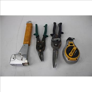 Mixed Tool Lot - Dewalt Chalk Reel, Arrow Hammer Tacker, And More