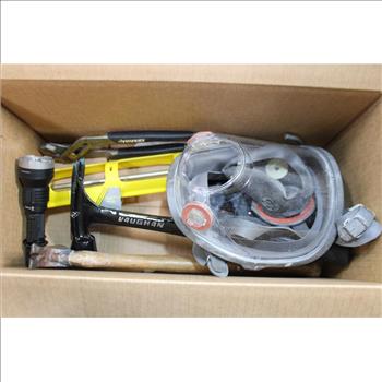Mixed Tool Lot - Dripless Caulk Gun, Husky Locking Pliers, 3M Mask, And More, 7 Pieces