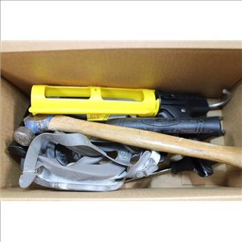 Mixed Tool Lot - Dripless Caulk Gun, Husky Locking Pliers, 3M Mask, And More, 7 Pieces