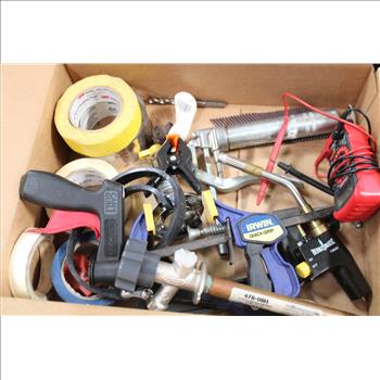 Mixed Tool Lot - Duct Tape, Irwin Quick-Grip, Wall Hydrant, Digital Multimeter, And More
