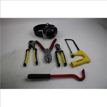 Mixed Tool Lot - Flashlight, Pliers, Nail Puller, And More