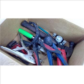 Mixed Tool Lot - Hammer, Jaw-Locking Pliers, Pipe Wrench, And More