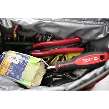 Mixed Tool Lot In San Francisco 49ers Bag - Sockets, Locking Pliers, Blades, And More