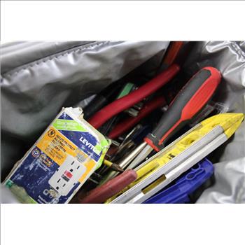 Mixed Tool Lot In San Francisco 49ers Bag - Sockets, Locking Pliers, Blades, And More