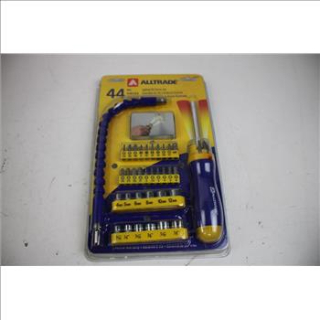 Mixed Tool Lot In Stanley Tool Box - Tape Measure, Lighted Bit Driver Set, And More