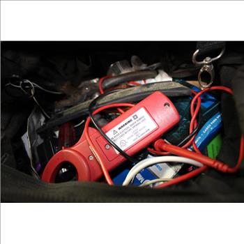 Mixed Tool Lot In Tool Bag - Grinding Wheels, Milwaukee Level, Clamp Meter, And More