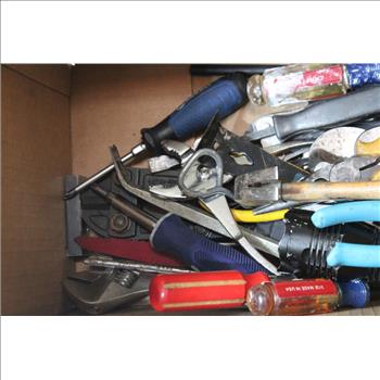 Mixed Tool Lot - Pliers, Anvil Pry Bar, Cree Flashlight, And More