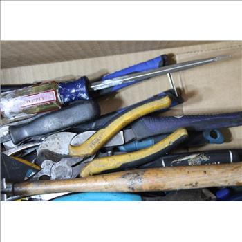 Mixed Tool Lot - Pliers, Anvil Pry Bar, Cree Flashlight, And More