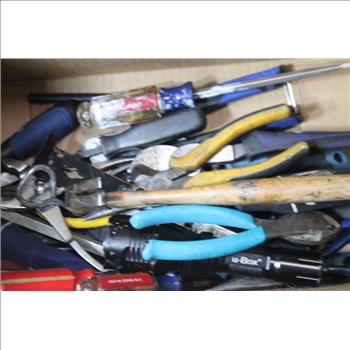 Mixed Tool Lot - Pliers, Anvil Pry Bar, Cree Flashlight, And More