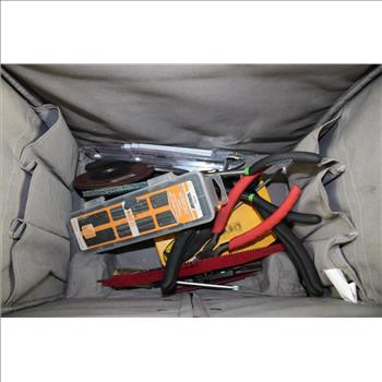 Mixed Tool Lot - Saw Blades, Heat Shrink Tubing. And More In Husky Rolling Tool Bag