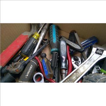 Mixed Tool Lot - Socket Tool, Flashlight, Wire Stripper, And More