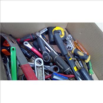 Mixed Tool Lot - Socket Tool, Flashlight, Wire Stripper, And More