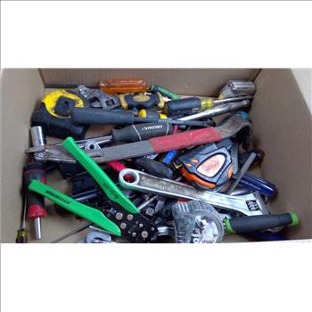 Mixed Tool Lot - Socket Tool, Flashlight, Wire Stripper, And More
