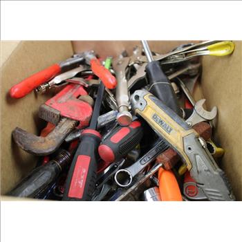 Mixed Tool Lot - Stanley Socket Tool, Pry Bar, Locking Pliers, And More