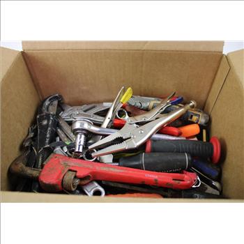Mixed Tool Lot - Stanley Socket Tool, Pry Bar, Locking Pliers, And More