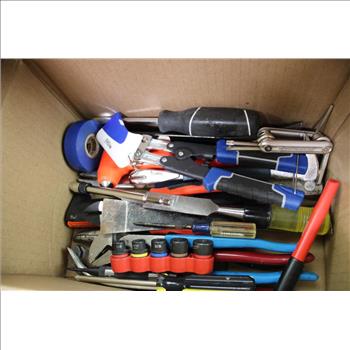 Mixed Tool Lot - Tongue And Groove Pliers, Painter's Tape, And More