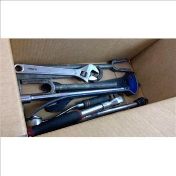 Mixed Tool Lot - Torque Wrench, Pry Bar, Adjustable Wrench, And More Tools