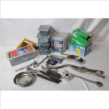 Mixed Tool Lot - Wedge Anchors, Tapcon Concrete Anchors, Socket Wrench, And More