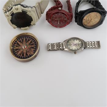 Mixed Watches And Compass, 5 Pieces