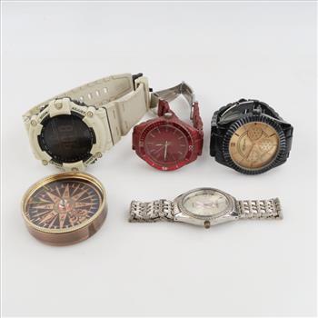 Mixed Watches And Compass, 5 Pieces