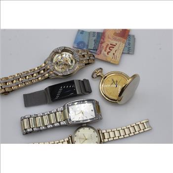 Mixed Watches And Mexican Pesos, 4+ Watches