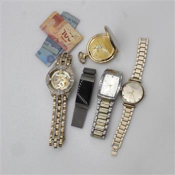Mixed Watches And Mexican Pesos, 4+ Watches