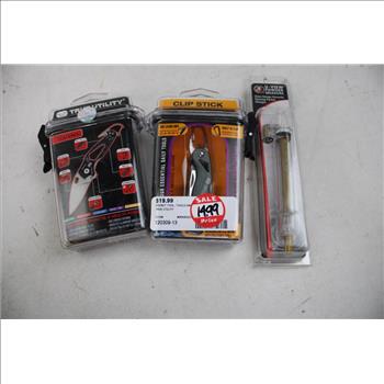 Monogrip Revolver Stock, Top Mount Base, And More Gun Parts And Utility Knives, 14 Pieces
