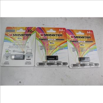 Monster Cell & Tablets Micro Usb External Drive; 3 Pieces; 32-64gb
