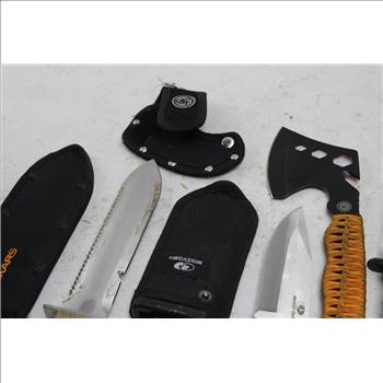 Mossy Oak, Fiskars, + More Fixed Blade Knives, Ust Hatchet, 4 Pieces