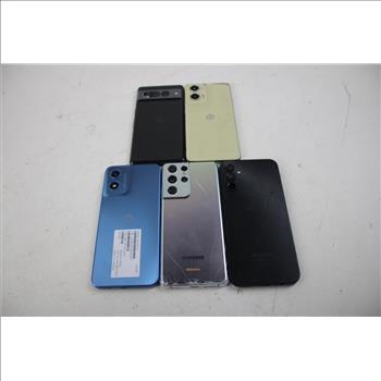 Motorola, Google, & Samsung Cell Phone Lot, 5 Pieces, Sold For Parts