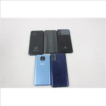 Motorola, Nokia, Vortex Cell Phone Lot, 5 Pieces, Sold For Parts
