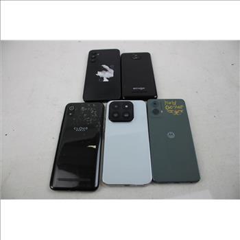 Motorola, Samsung, Cloud Mobile, Schok, M14 Cell Phone Lot, 5 Pieces, Sold For Parts