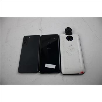 Motorola, Samsung, LG G8 Thinq Cell Phone Lot, 3 Pieces, Sold For Parts