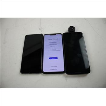 Motorola, Samsung, LG G8 Thinq Cell Phone Lot, 3 Pieces, Sold For Parts
